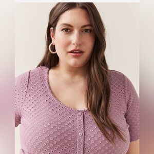 Pennington’s Lavender Eyelet short sleeve Knit Top Size 5x